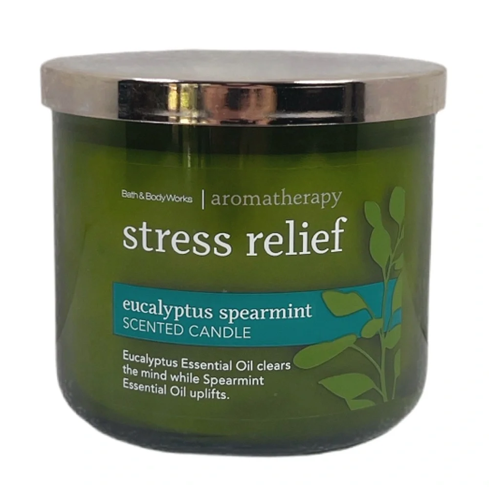 Bath & Body Works Aromatherapy Stress‎ Relief 3 Wick Candle Eucalyptus Spearmint